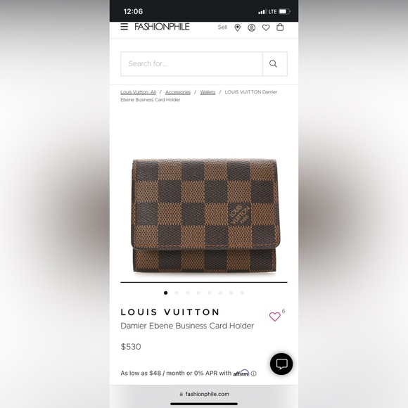 Authentic LOUIS VUITTON
Damier Ebene Pattern Card Case - Picture 1 of 13